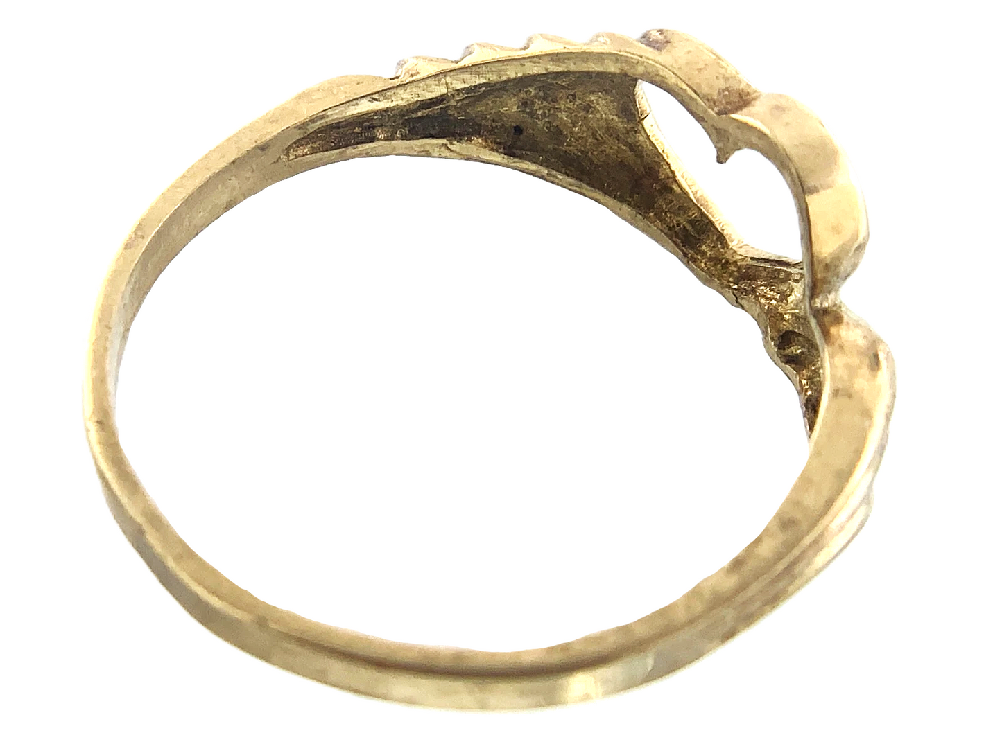 10K Yellow Gold Open Heart Ring Band Size Loose 5.5 AU174