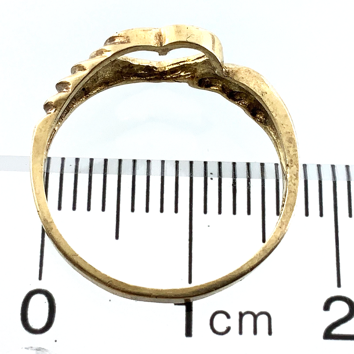 10K Yellow Gold Open Heart Ring Band Size Loose 5.5 AU174