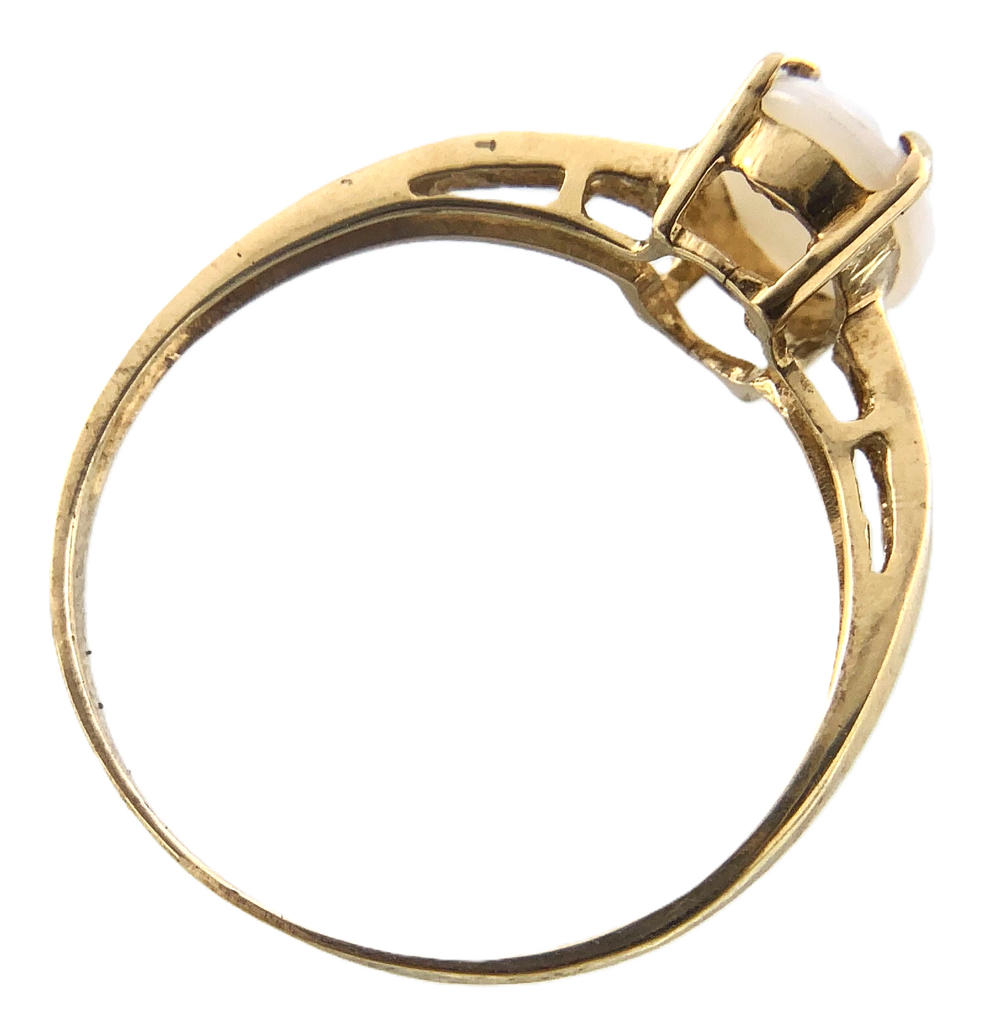 10K Yellow Gold White Stone Opal Ring Solitaire Band Size 6.75 AU175