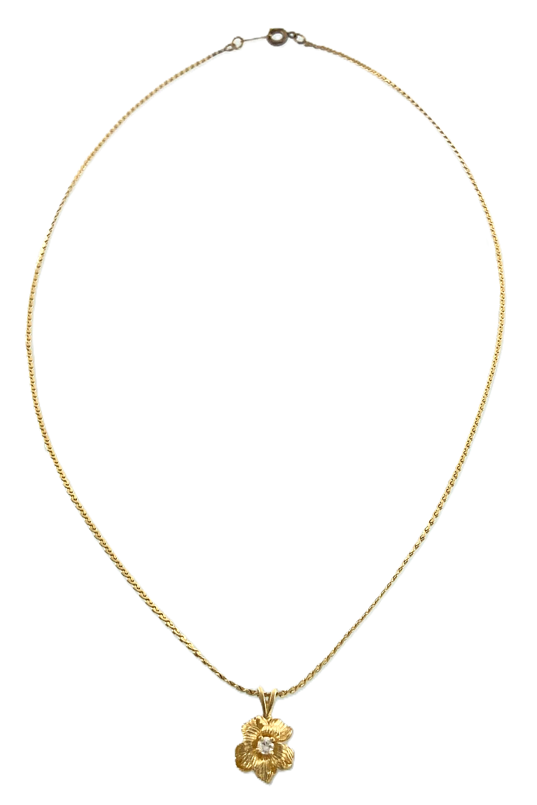 14K Yellow Gold Tested Flower Pendant and S Link Chain Necklace ECCO AU181