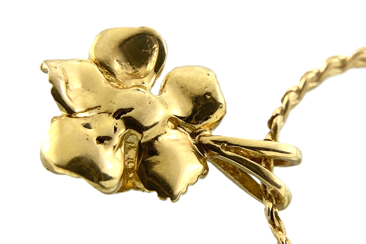 14K Yellow Gold Tested Flower Pendant and S Link Chain Necklace ECCO AU181