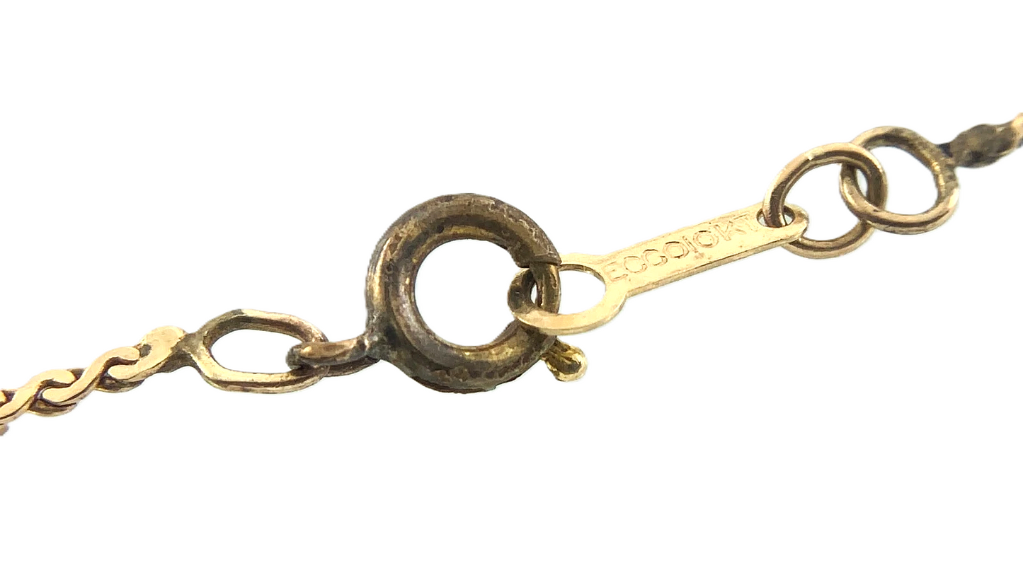 14K Yellow Gold Tested Flower Pendant and S Link Chain Necklace ECCO AU181