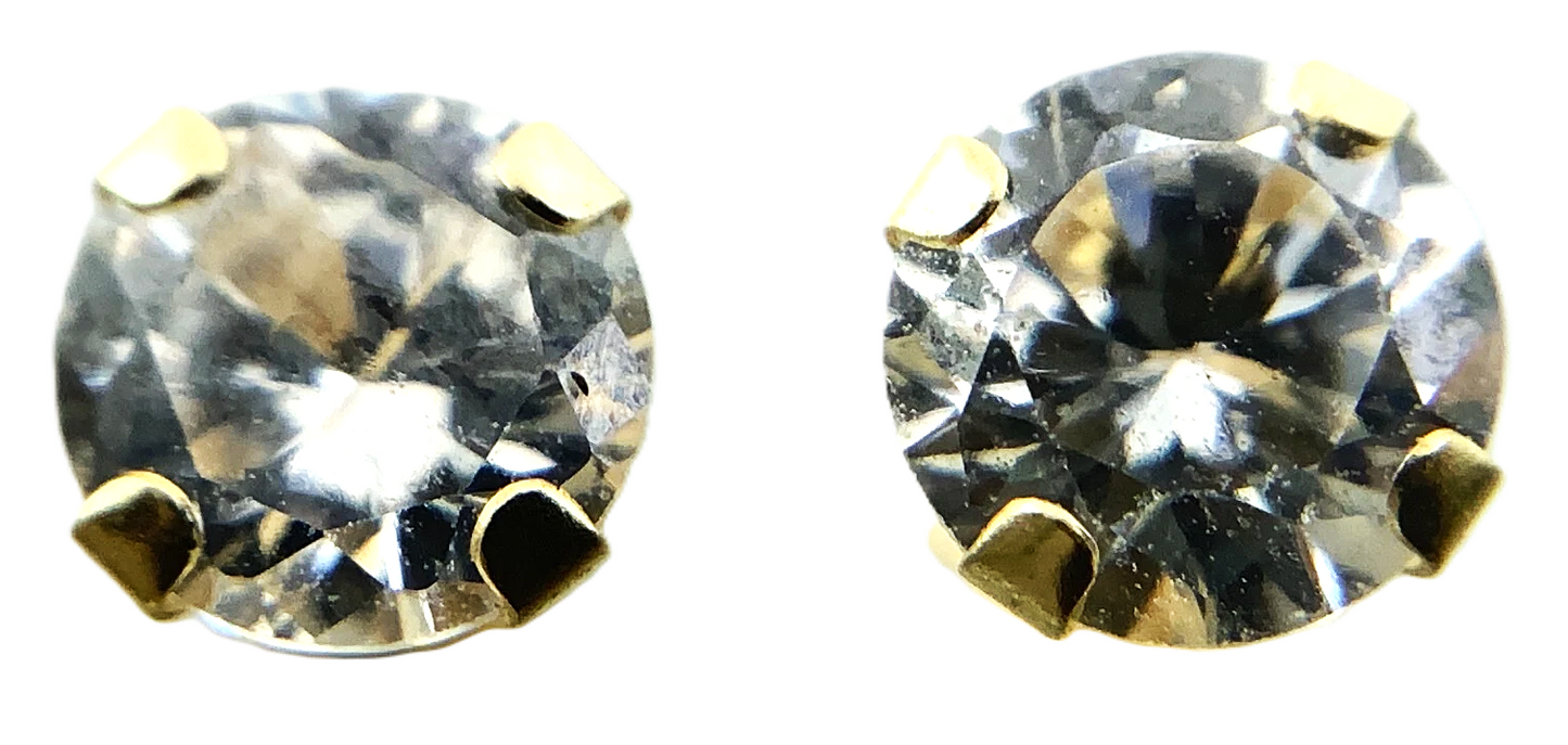 14K Yellow Gold Cubic Zirconia Stud Earrings Canada AU189