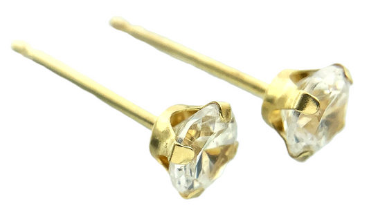 14K Yellow Gold Cubic Zirconia Stud Earrings Canada AU189