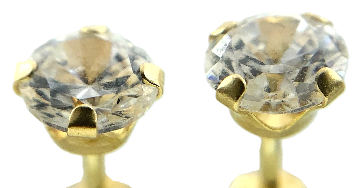 14K Yellow Gold Cubic Zirconia Stud Earrings Canada AU189