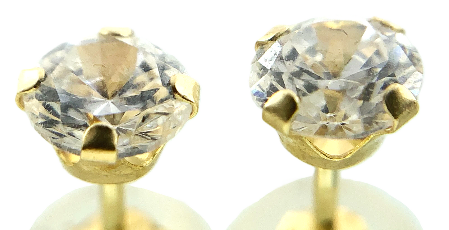 14K Yellow Gold Cubic Zirconia Stud Earrings Canada AU189
