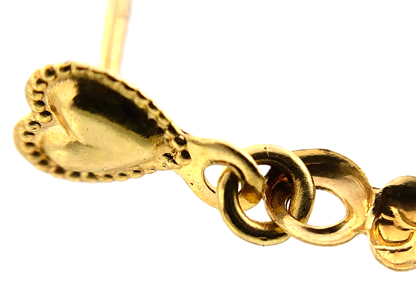 14K Yellow Gold Cross and Heart Dangle Stud Earrings Religious AU201