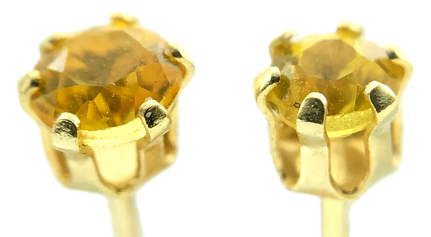 14K Yellow Gold Yellow Sapphire Stud Earrings AU203