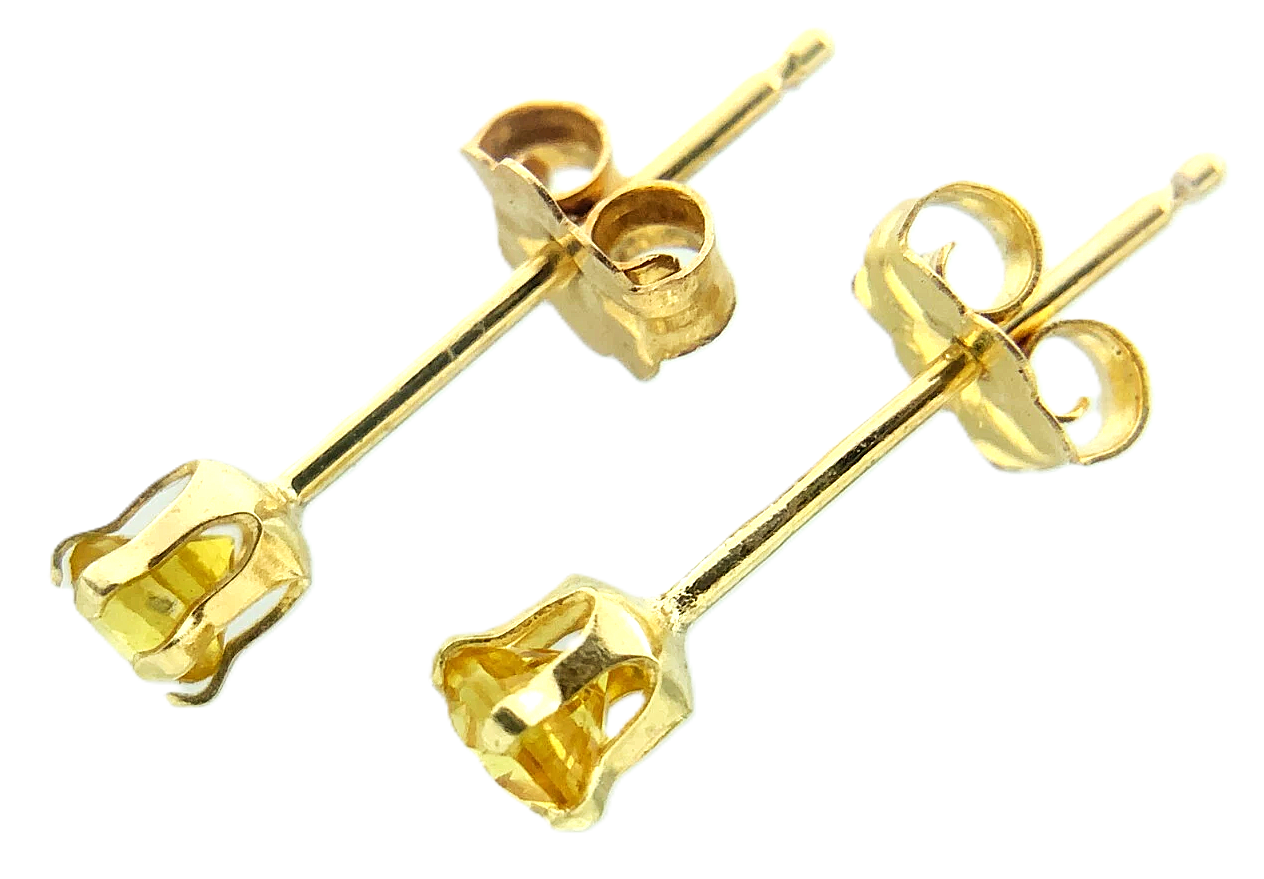 14K Yellow Gold Yellow Sapphire Stud Earrings AU203