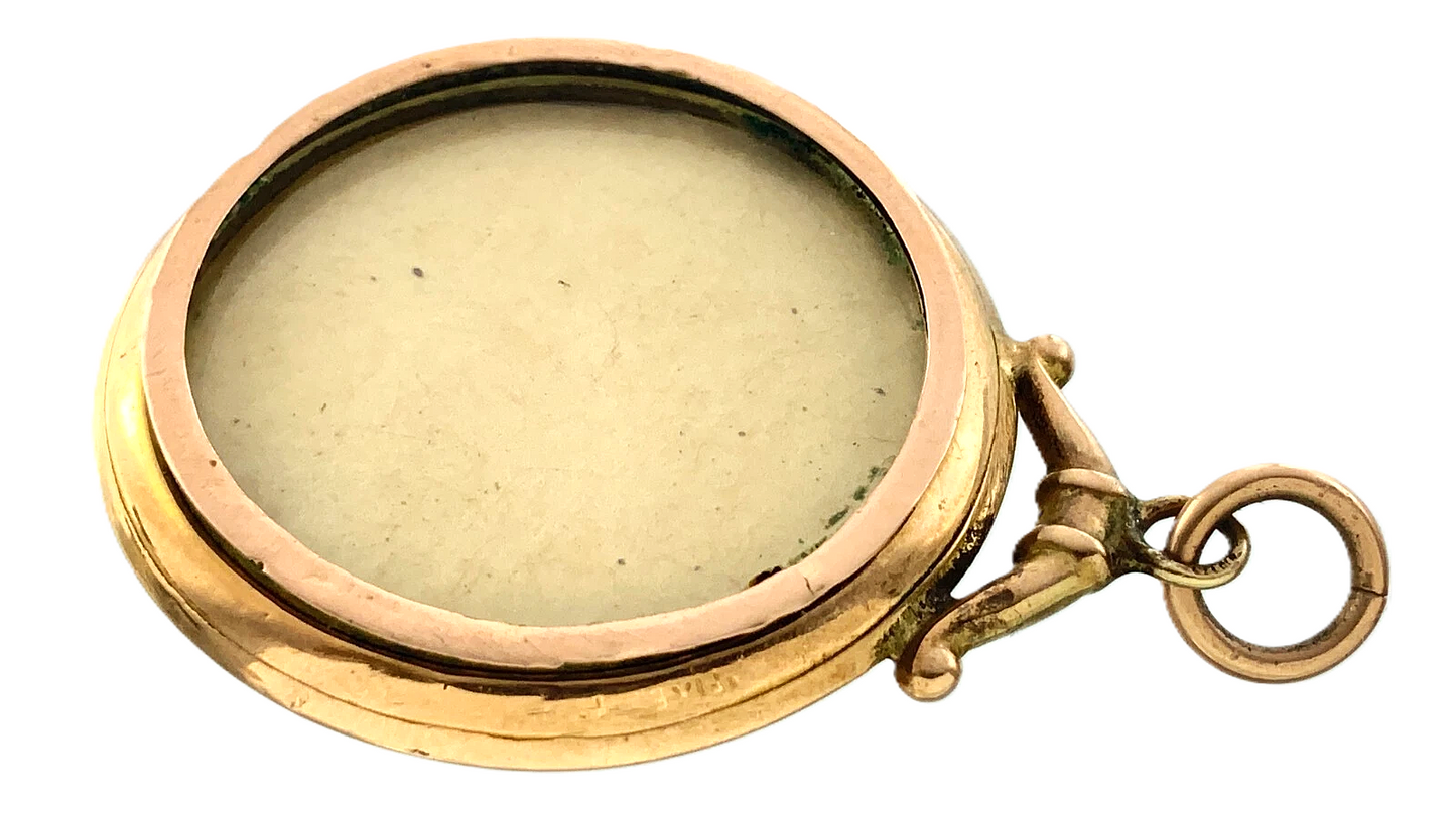 Antique 2 Sided Portrait Locket 9K Yellow Gold Pendant AU207