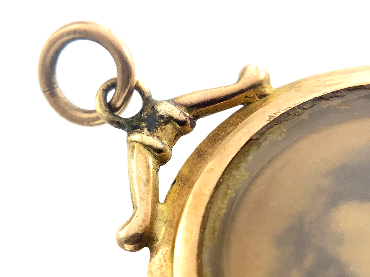 Antique 2 Sided Portrait Locket 9K Yellow Gold Pendant AU207