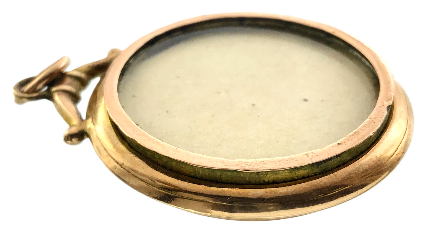 Antique 2 Sided Portrait Locket 9K Yellow Gold Pendant AU207