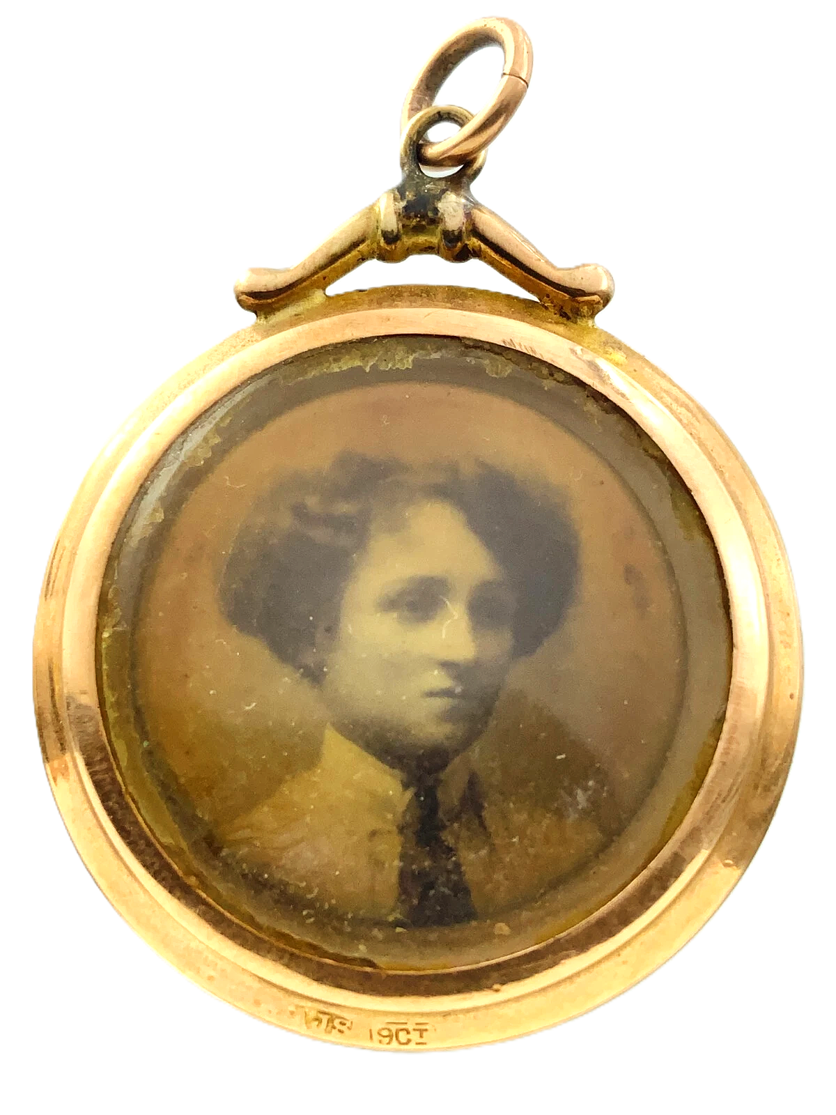 Antique 2 Sided Portrait Locket 9K Yellow Gold Pendant AU207
