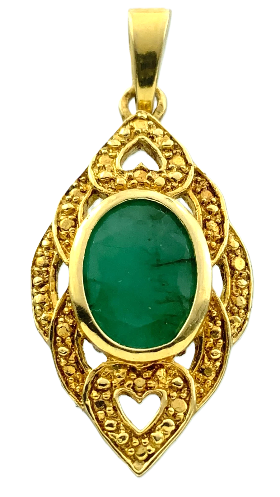 18K Yellow Gold Jade Stone Pendant AU208