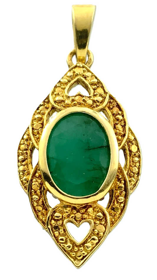 18K Yellow Gold Jade Stone Pendant AU208