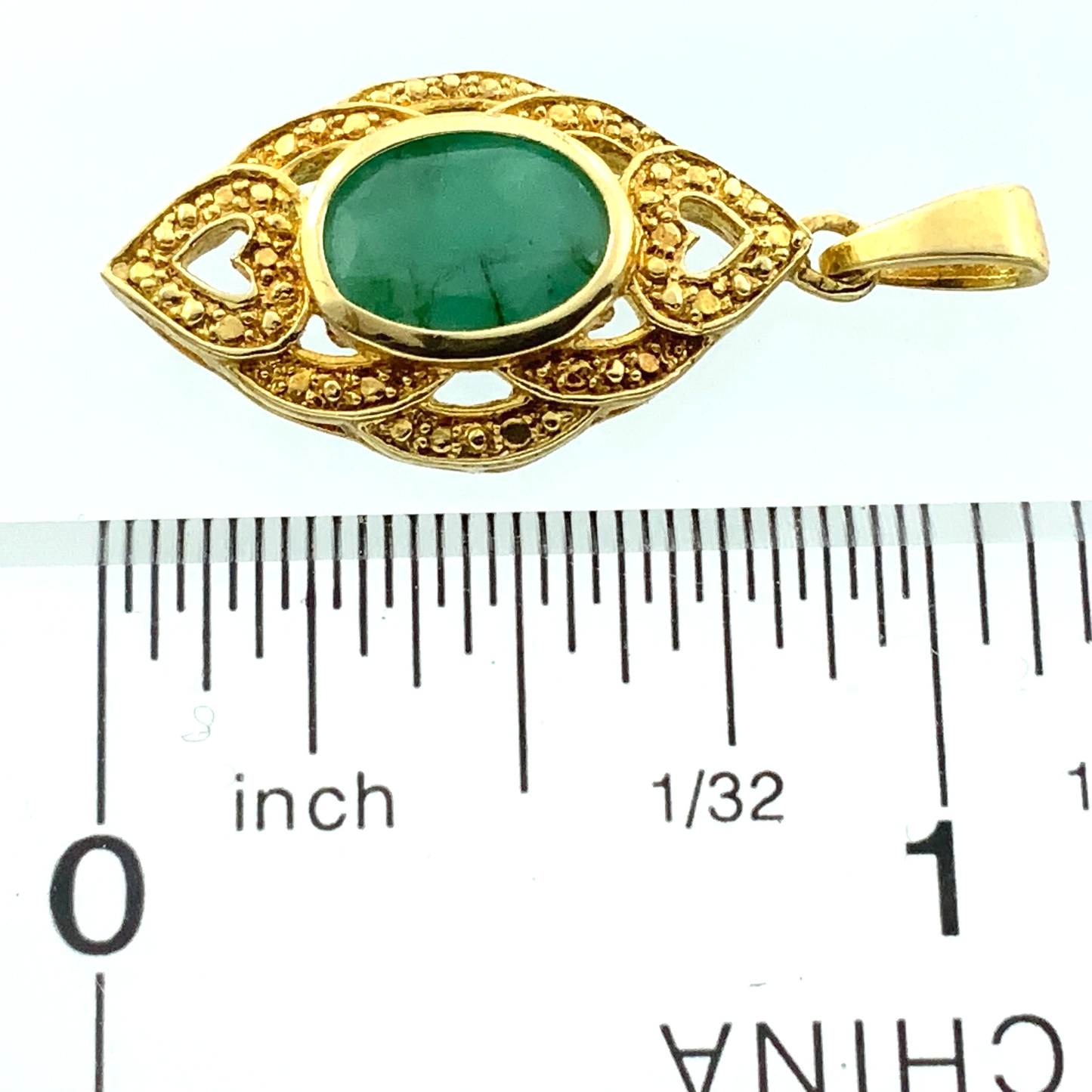 18K Yellow Gold Jade Stone Pendant AU208