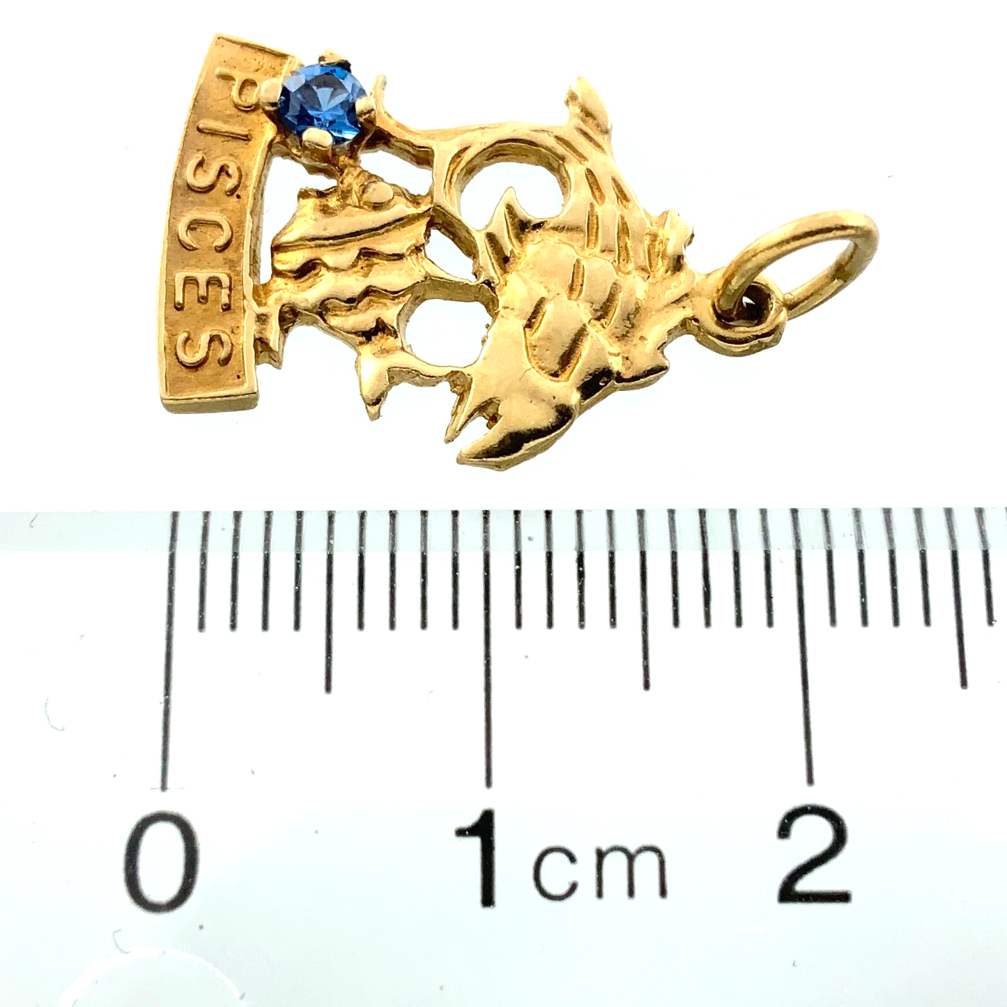10K Yellow Gold Pisces Aquamarine Pendant Zodiac Sign AU212
