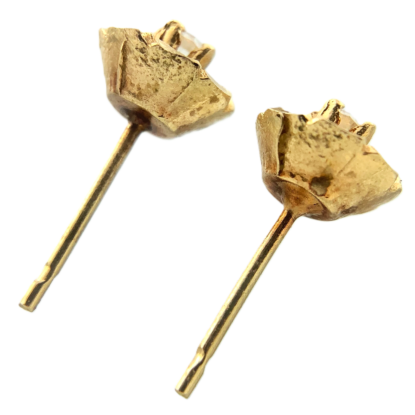 10K Yellow Gold Flower Pedal Stud Earrings AU217