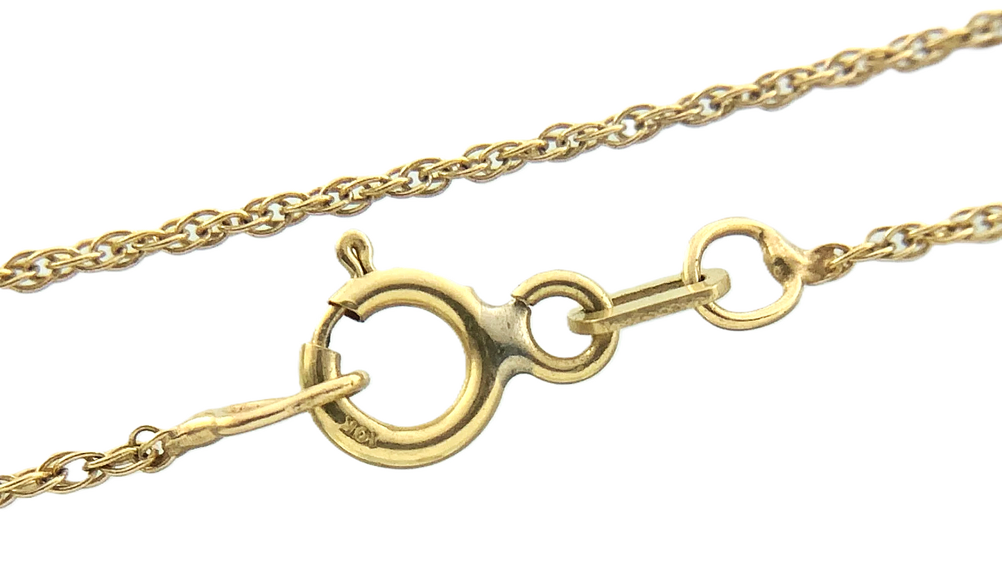 10K Yellow Gold Rope Chain Necklace 16 in x 1 mm AU222