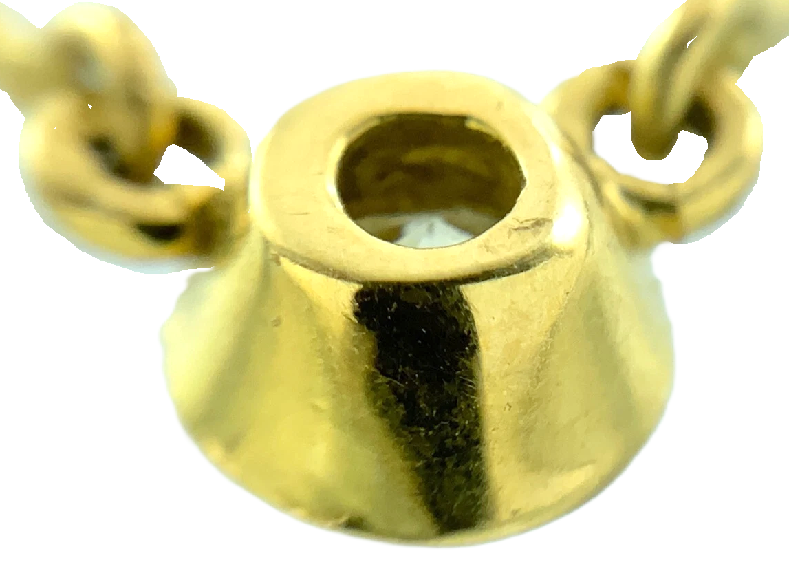 18K Yellow Gold Bezel Set Solitaire Box Chain Necklace 17.5 in x 1 mm AU223