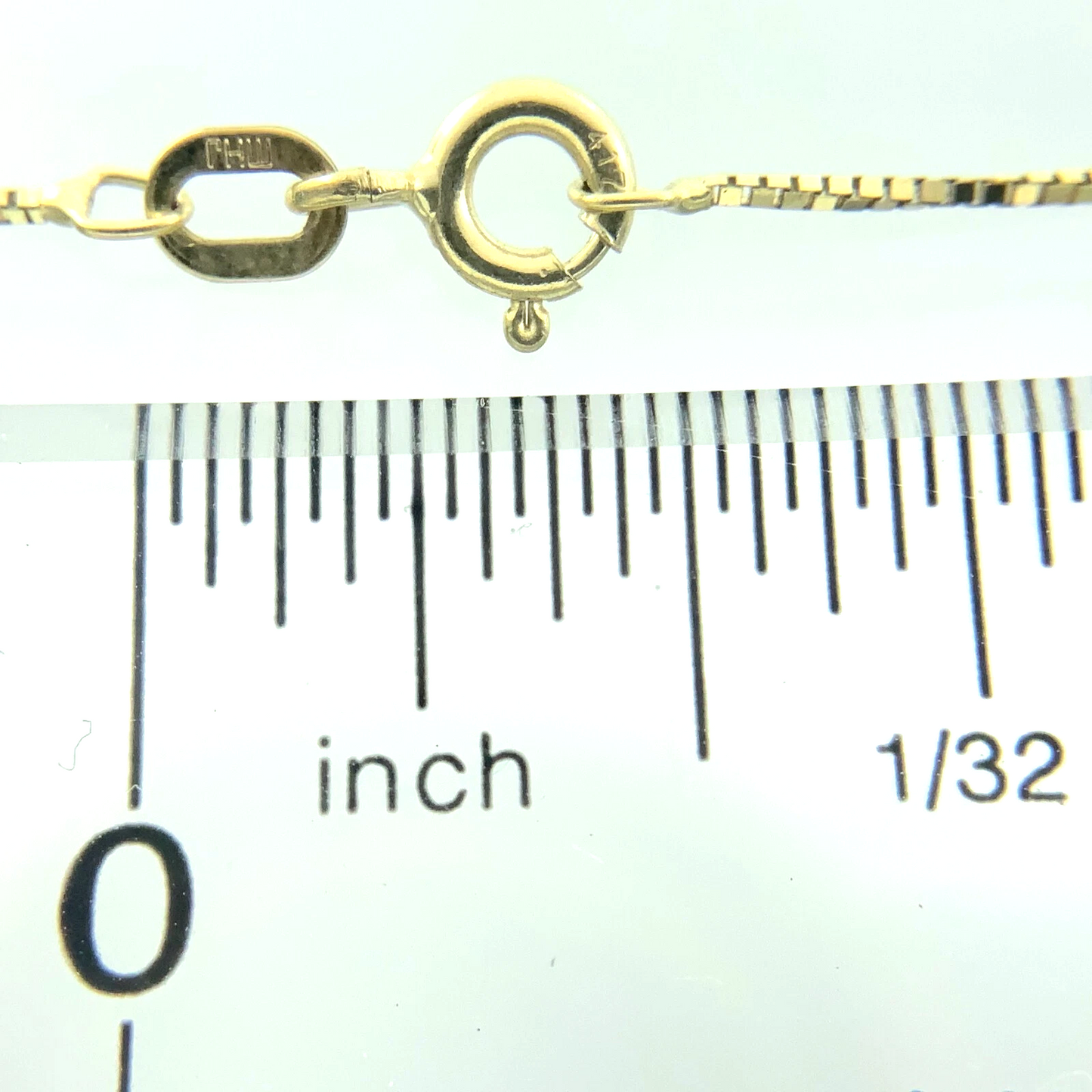 10K Yellow Gold Box Chain Necklace 417 Italy 16 in x 0.3 mm AU224