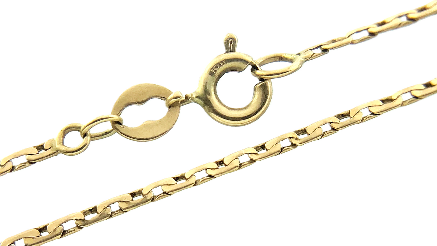 10K Yellow Gold Elongated Box Link Chain Necklace VNS 19 in x 1 mm AU232