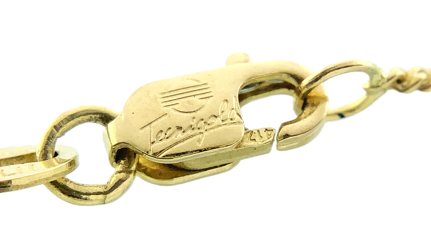 10K Yellow Gold Curb Link Chain Necklace Tecnigold Italy 16 in x 1 mm AU234