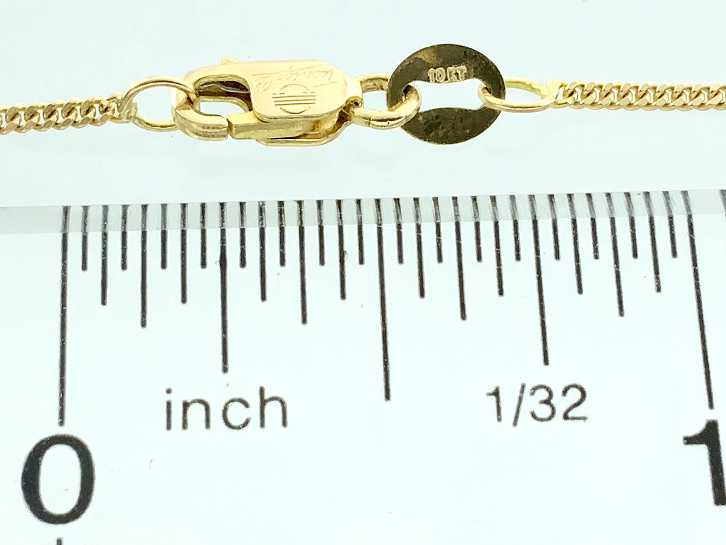 10K Yellow Gold Curb Link Chain Necklace Tecnigold Italy 16 in x 1 mm AU234