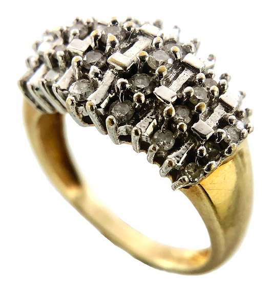 10K Yellow Gold Diamond Cluster Ring Band Size Loose 7 AU239