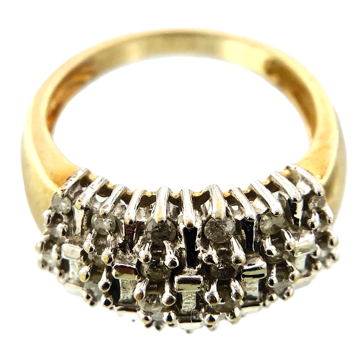 10K Yellow Gold Diamond Cluster Ring Band Size Loose 7 AU239
