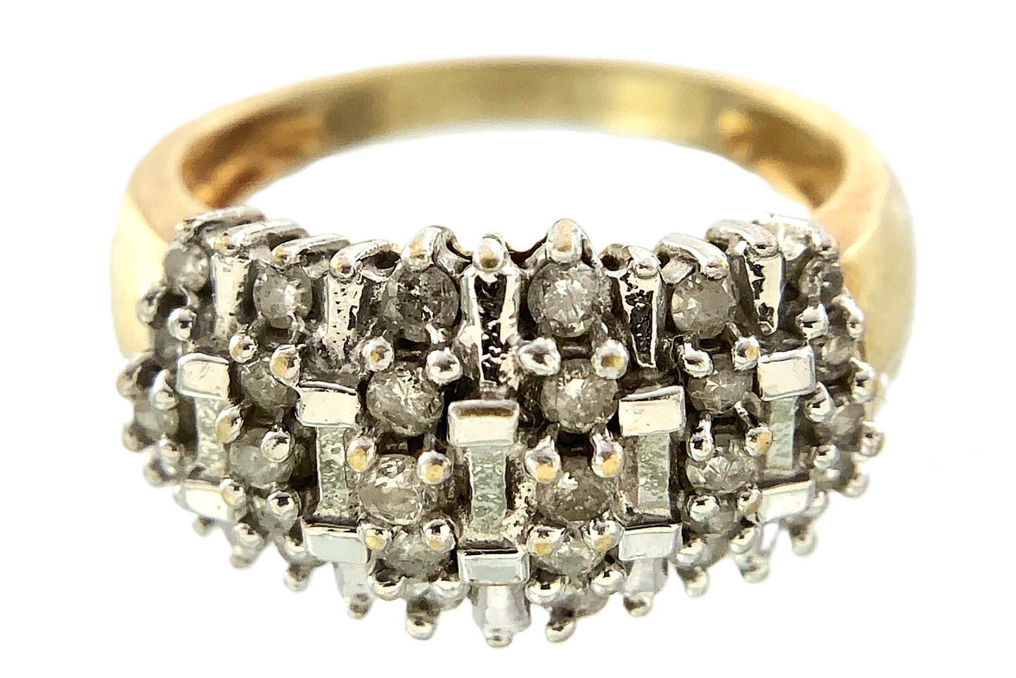 10K Yellow Gold Diamond Cluster Ring Band Size Loose 7 AU239