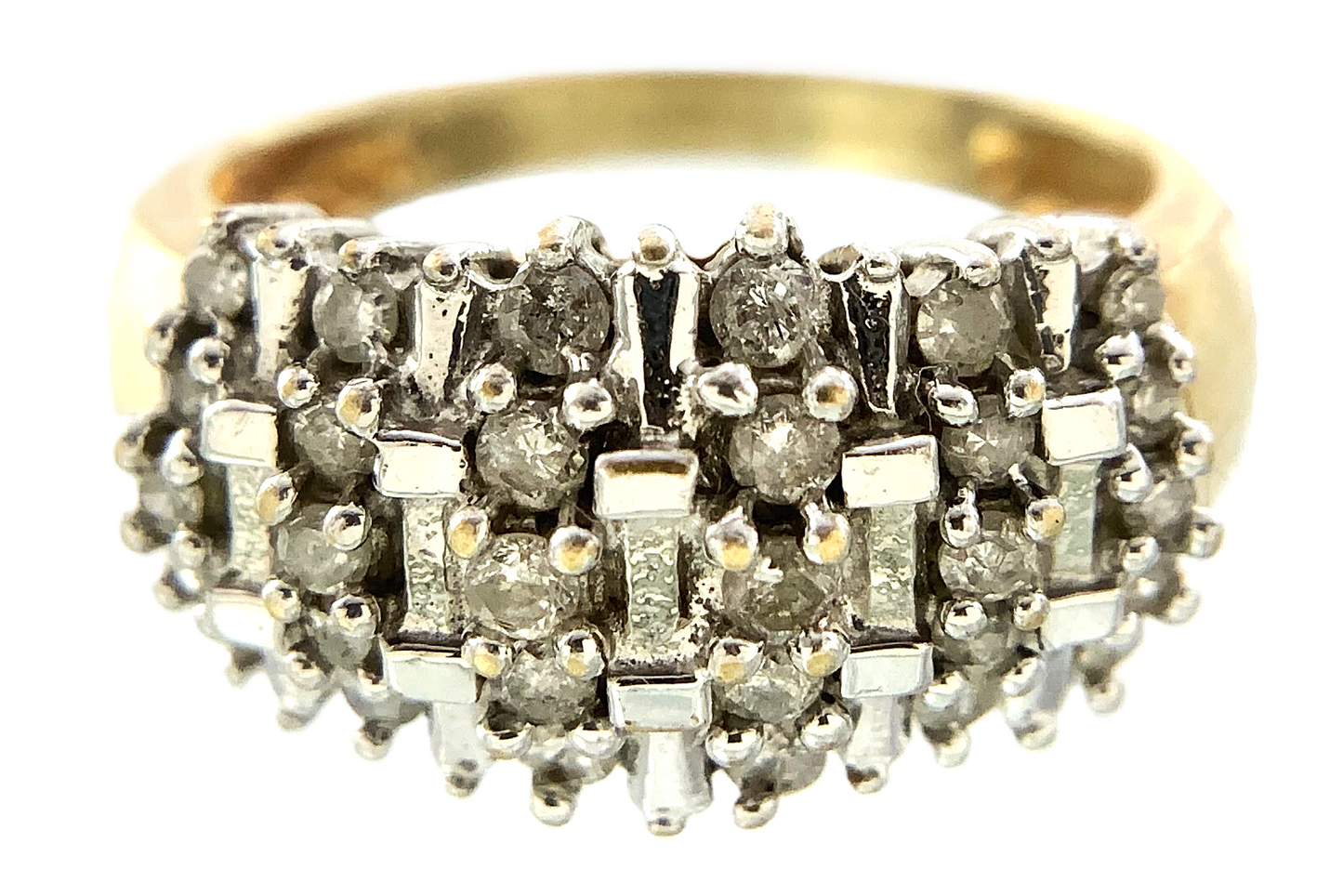 10K Yellow Gold Diamond Cluster Ring Band Size Loose 7 AU239