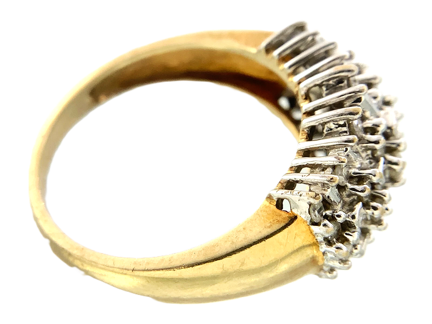 10K Yellow Gold Diamond Cluster Ring Band Size Loose 7 AU239