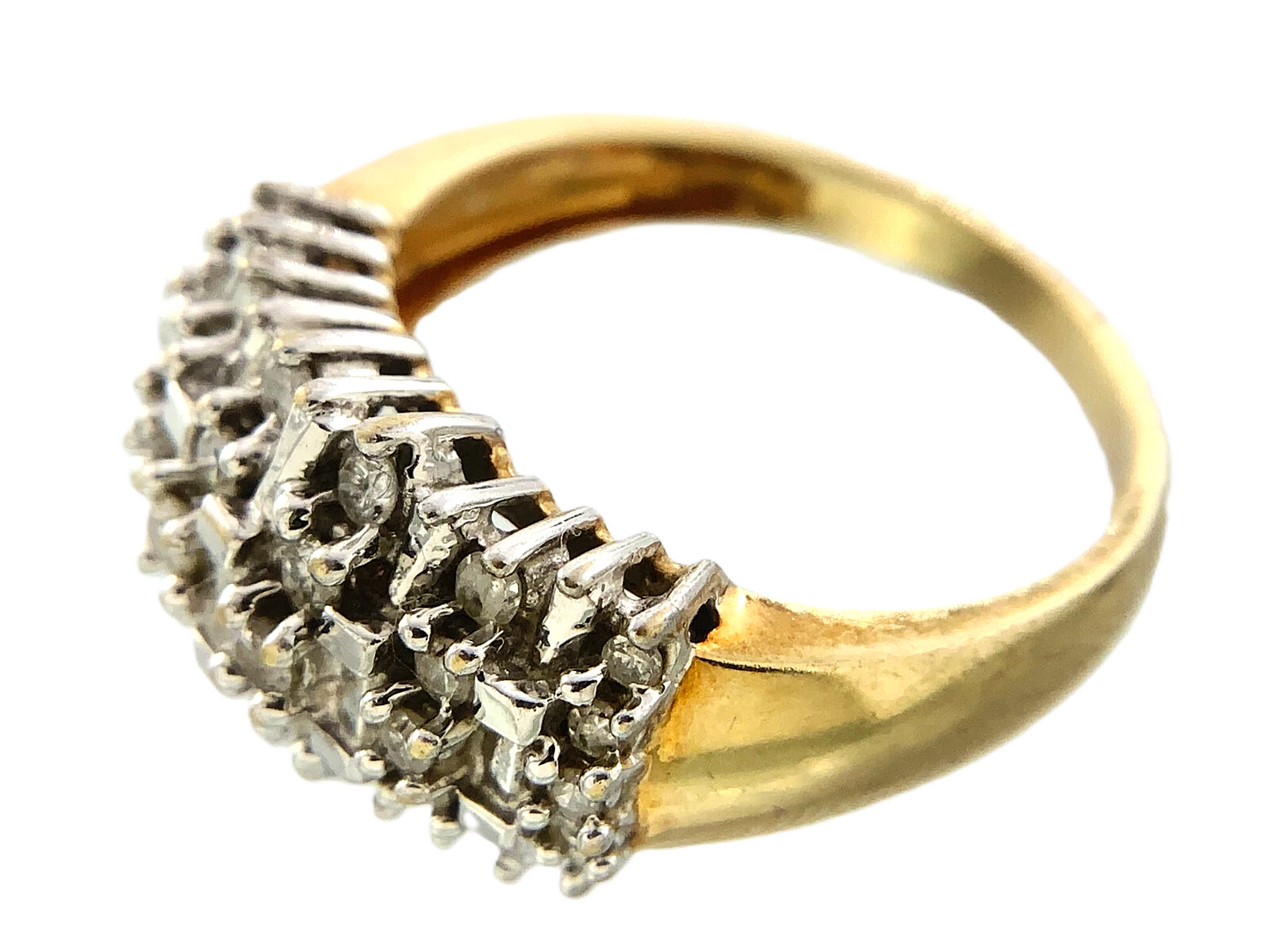 10K Yellow Gold Diamond Cluster Ring Band Size Loose 7 AU239