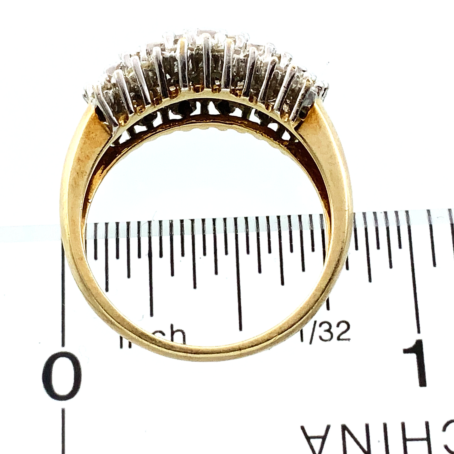 10K Yellow Gold Diamond Cluster Ring Band Size Loose 7 AU239