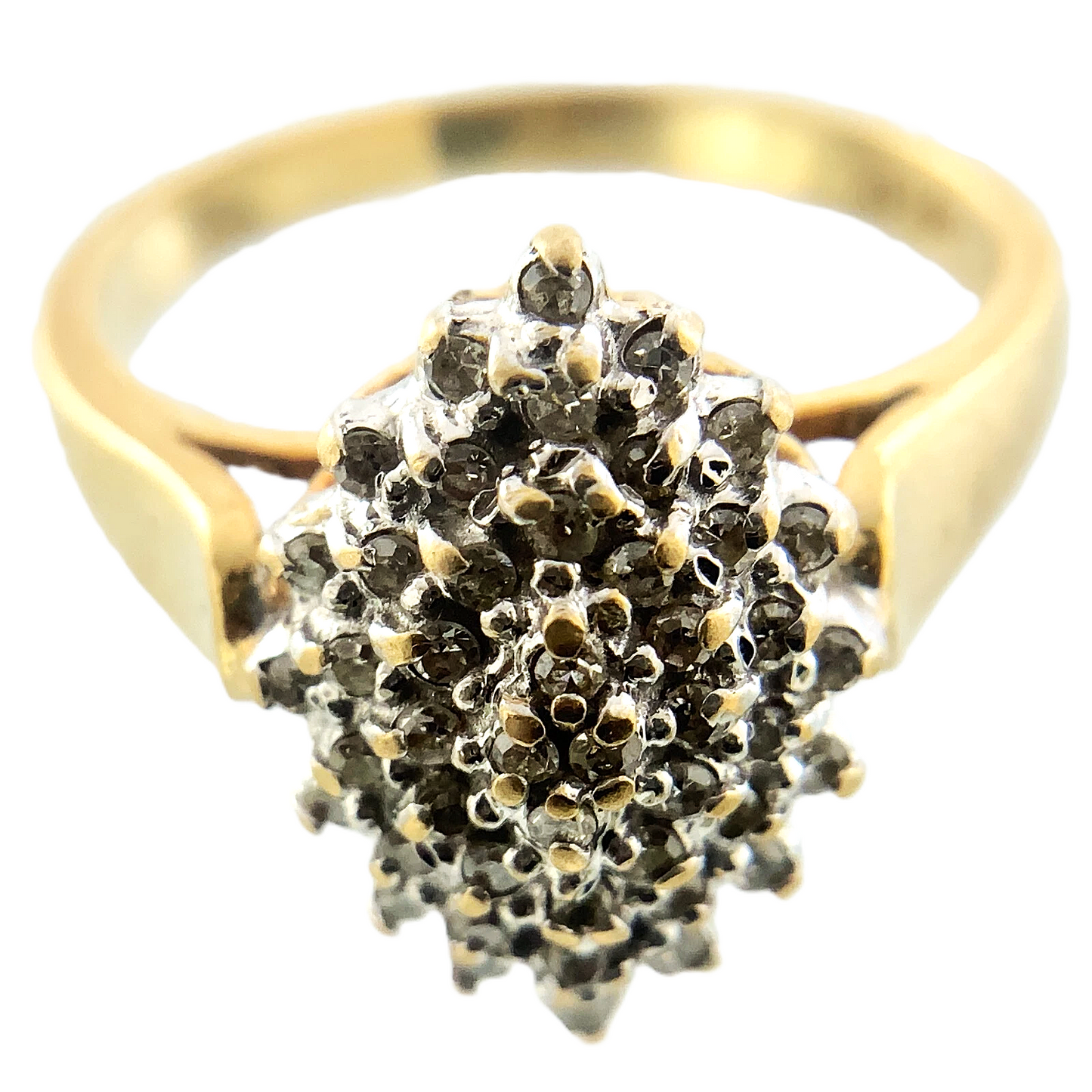 14K Yellow Gold Diamond Cluster Ring Engagement Ring Size 5.75 AU240