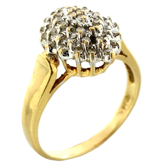 14K Yellow Gold Diamond Cluster Ring Engagement Ring Size 5.75 AU240