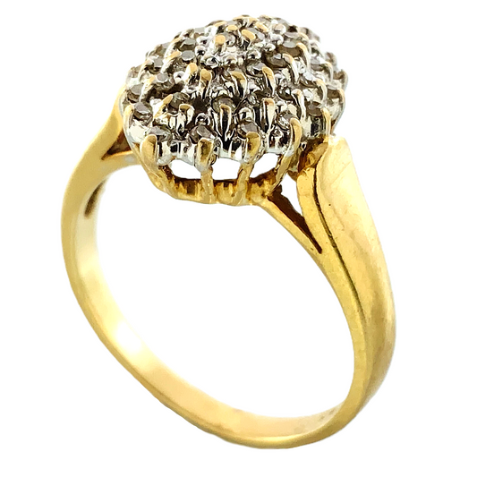 14K Yellow Gold Diamond Cluster Ring Engagement Ring Size 5.75 AU240