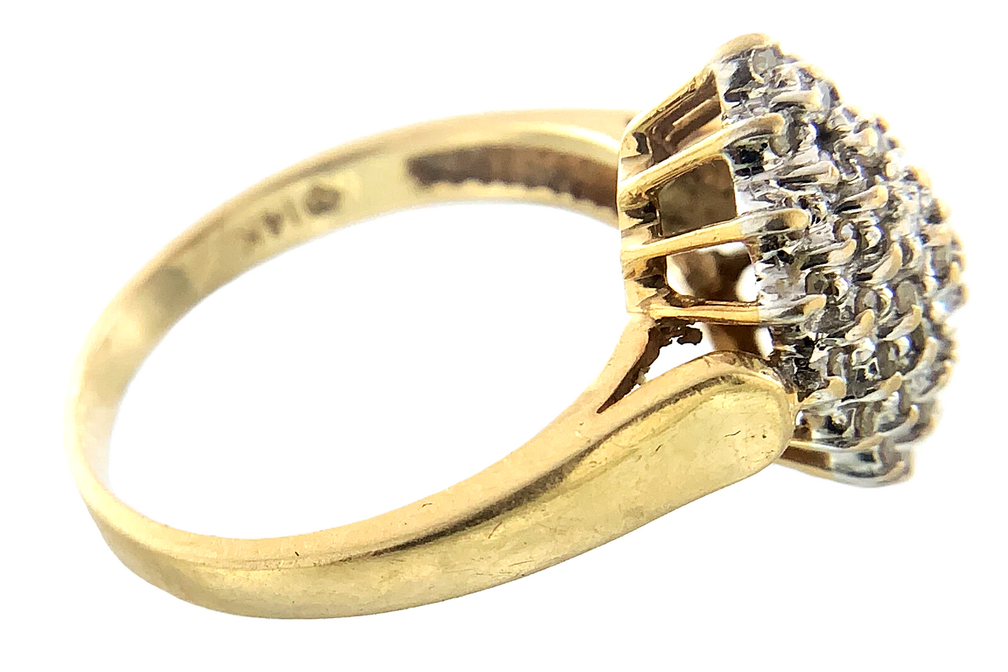 14K Yellow Gold Diamond Cluster Ring Engagement Ring Size 5.75 AU240