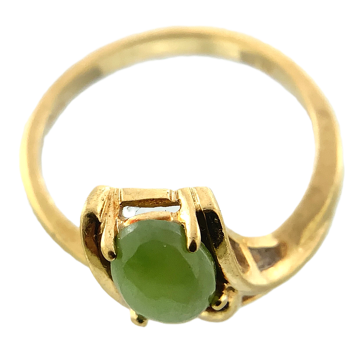 10K Yellow Gold Green Jade Ring Size: 6 AU249
