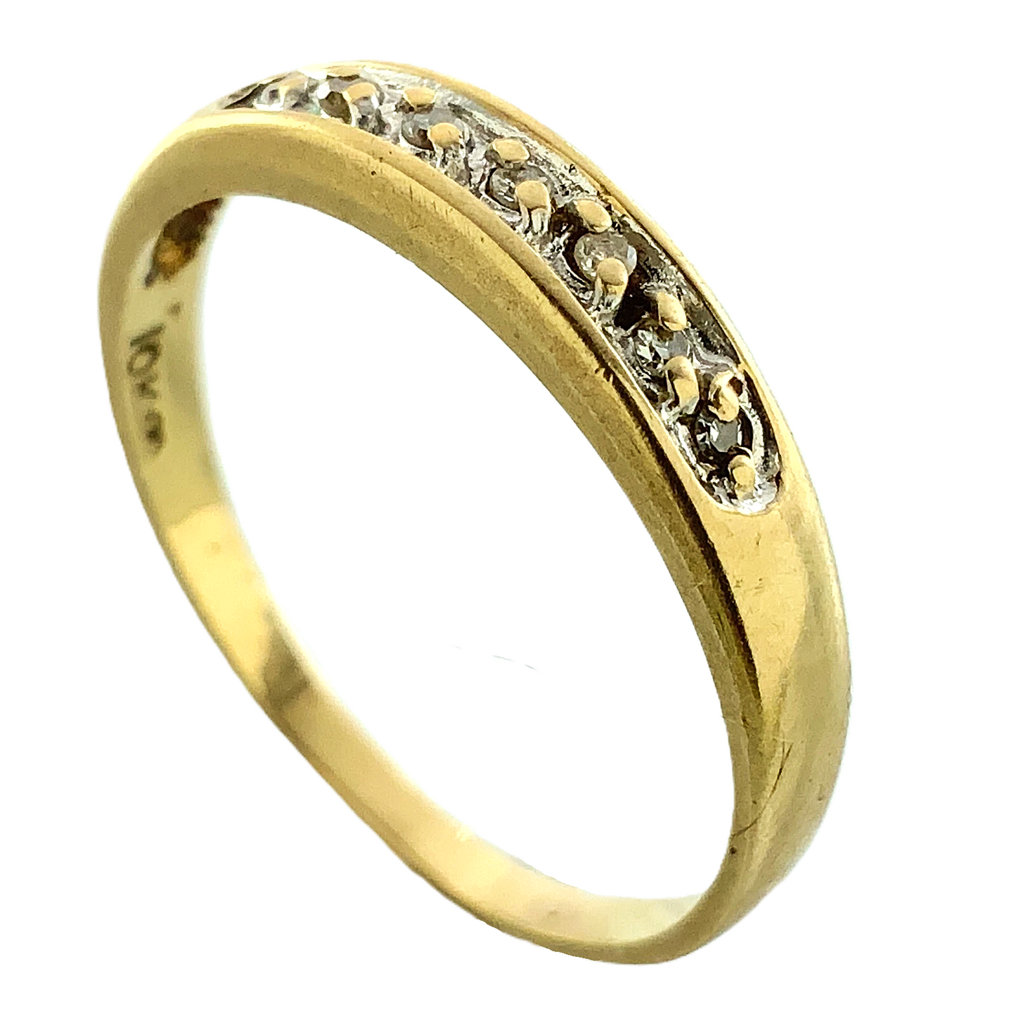 10K Yellow Gold Diamond Band Ring Size 6.75 AU253