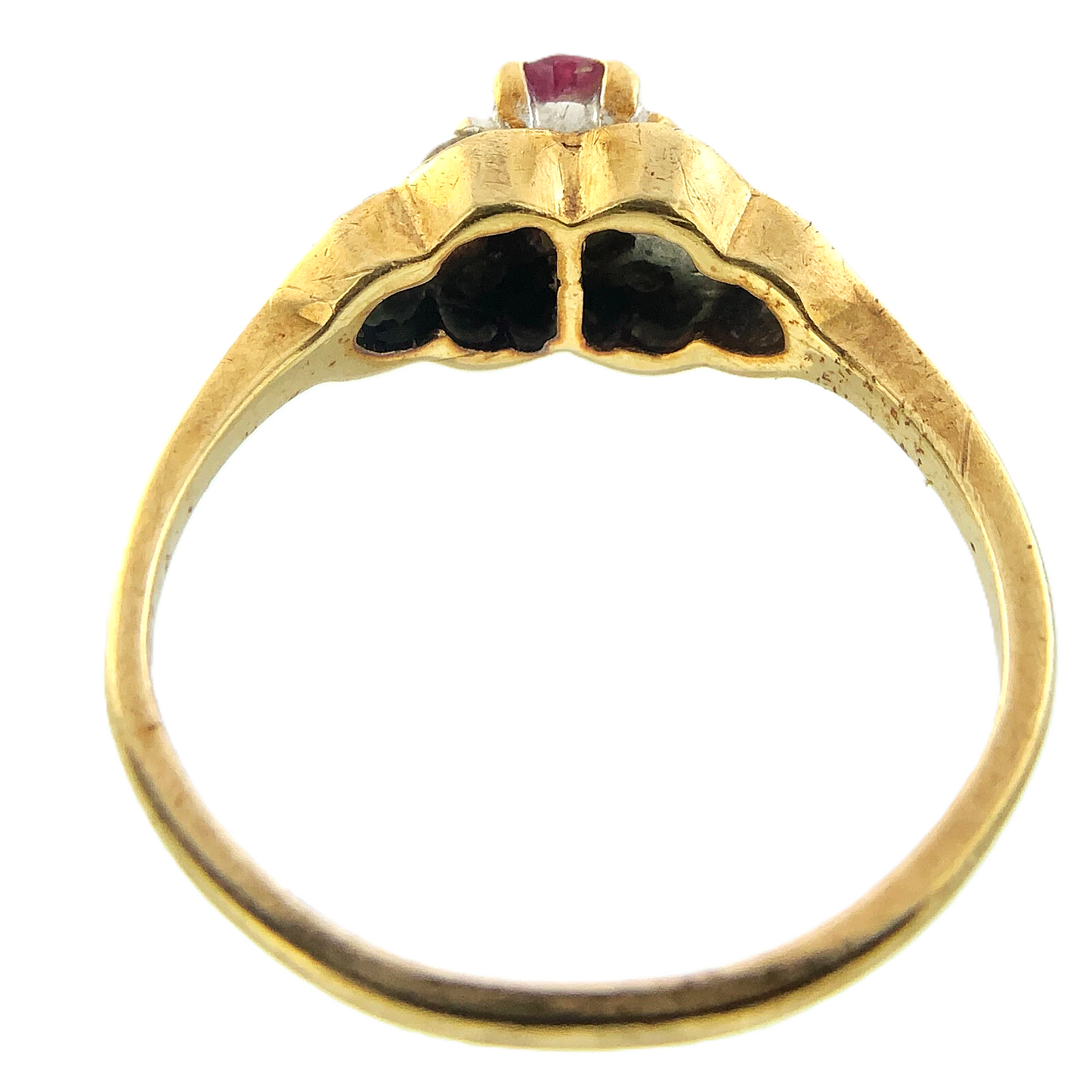 10K Yellow Gold Ruby and Diamond Ring Size 5.5 AU254