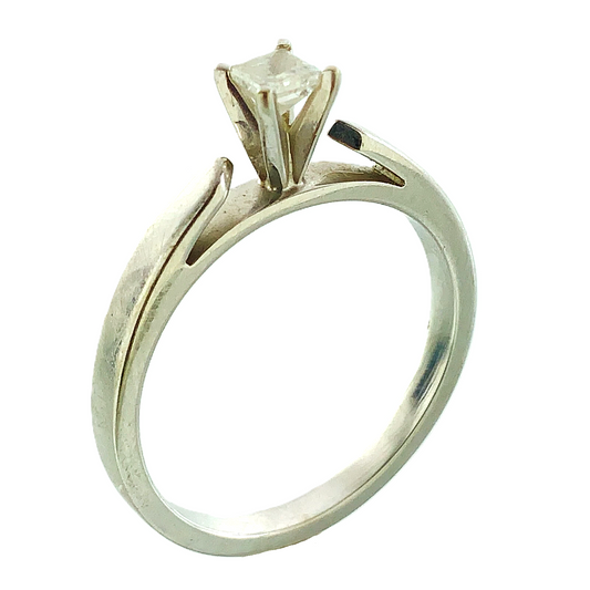 14K White Gold Diamond Engagement Ring Size 7 AU257