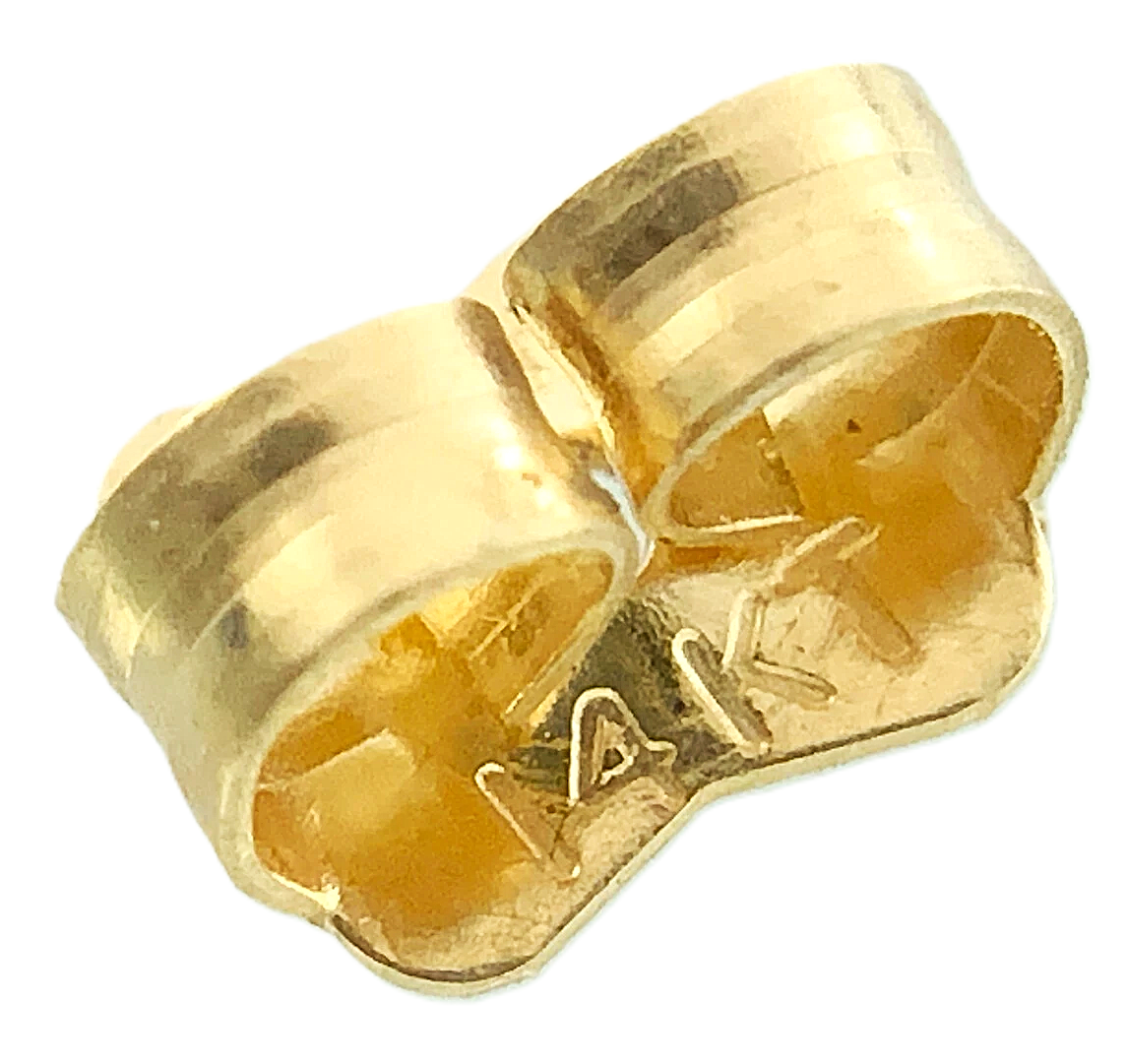 14K Yellow Gold Cubic Zirconia Rustic Earrings AU261