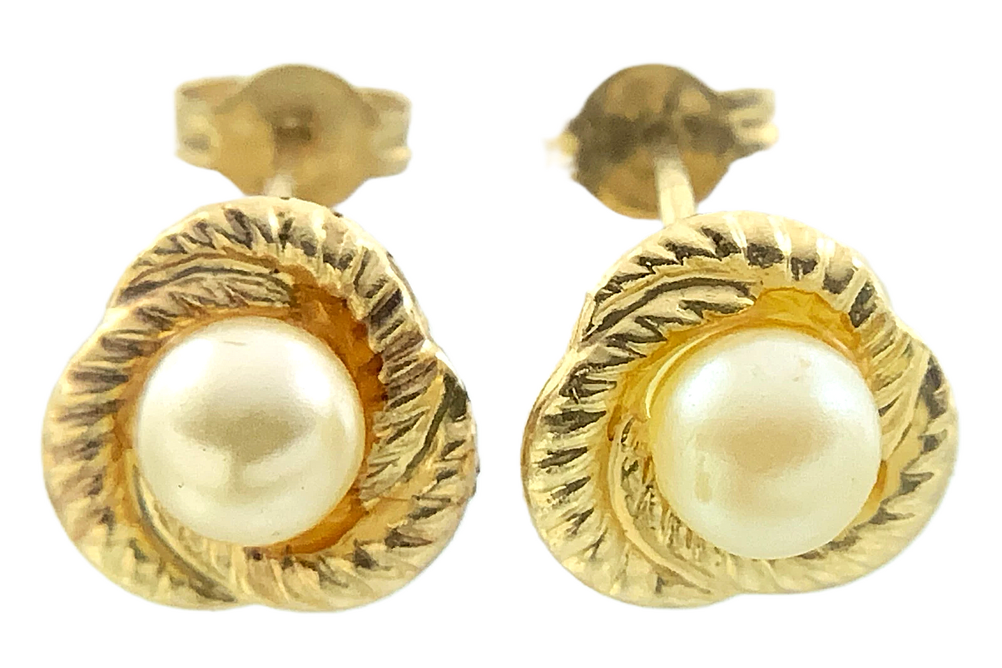 10K Yellow Gold Pearl Earrings AU265
