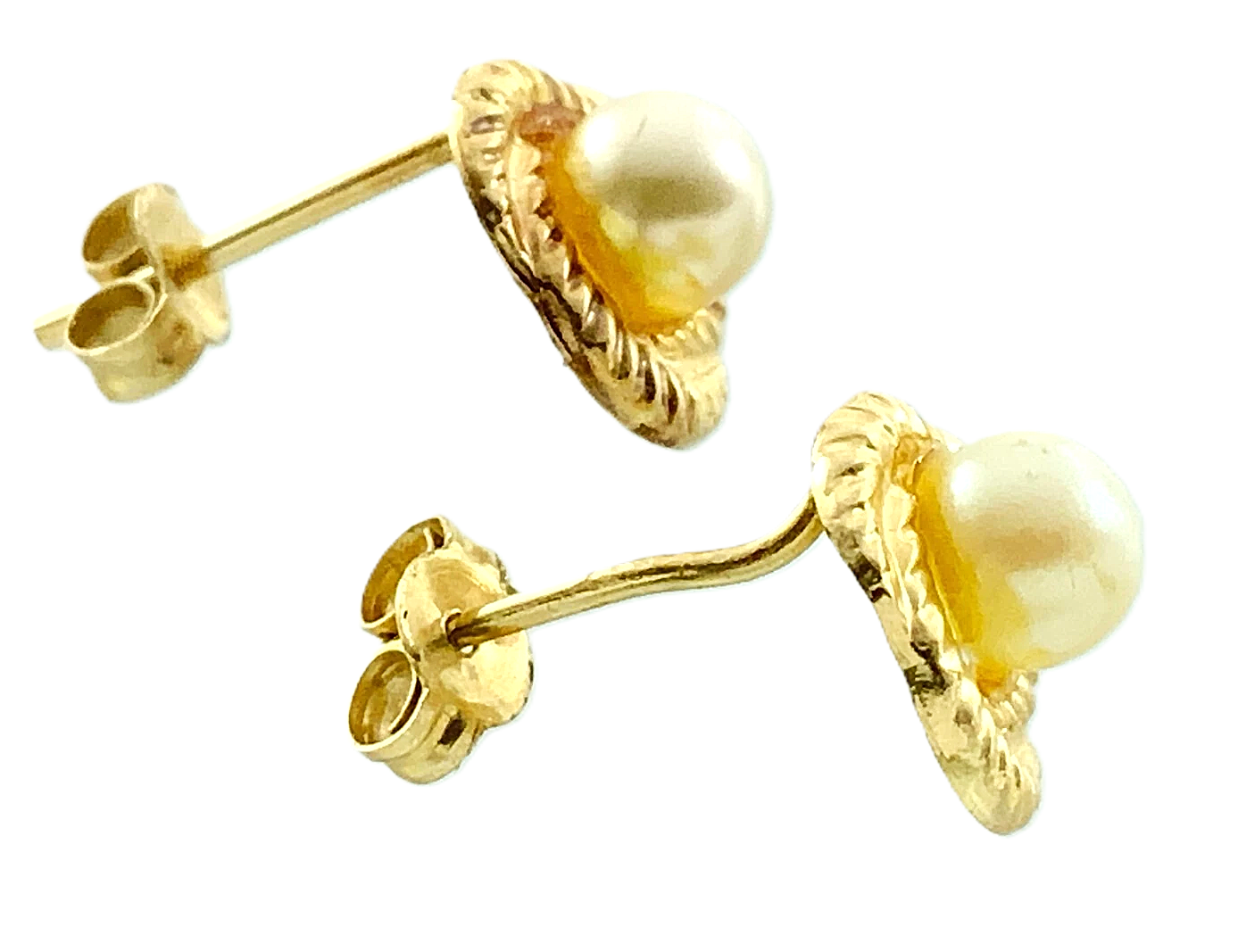 10K Yellow Gold Pearl Earrings AU265