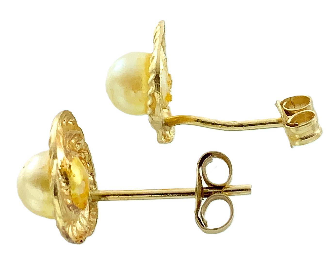10K Yellow Gold Pearl Earrings AU265