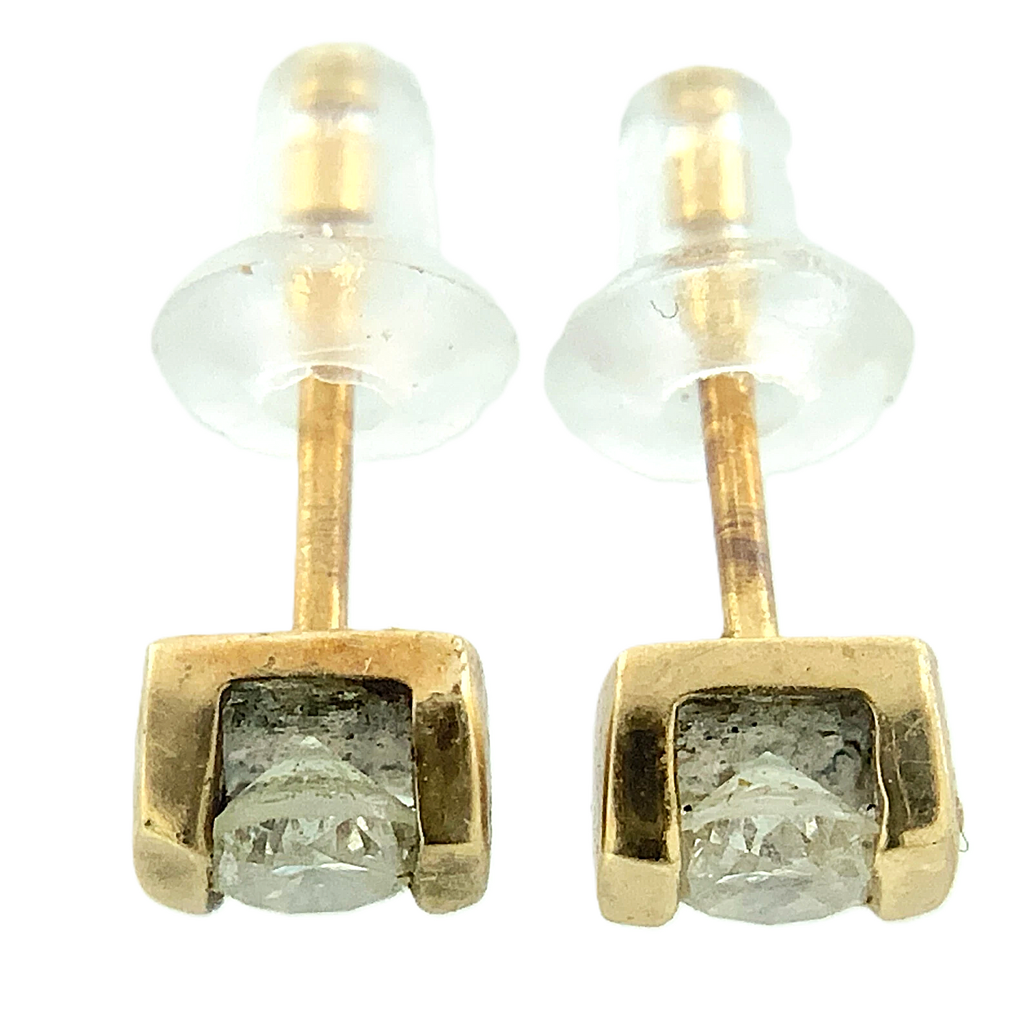 10K Yellow Gold Bezel Cubic Zirconia Earrings MCM AU266