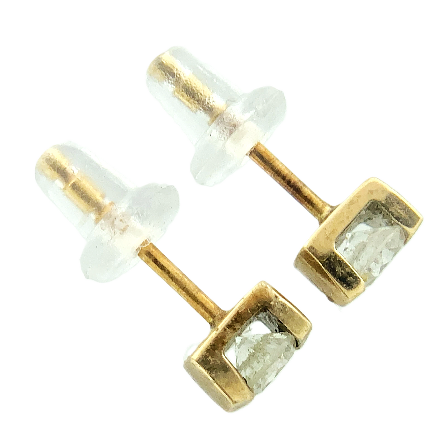 10K Yellow Gold Bezel Cubic Zirconia Earrings MCM AU266