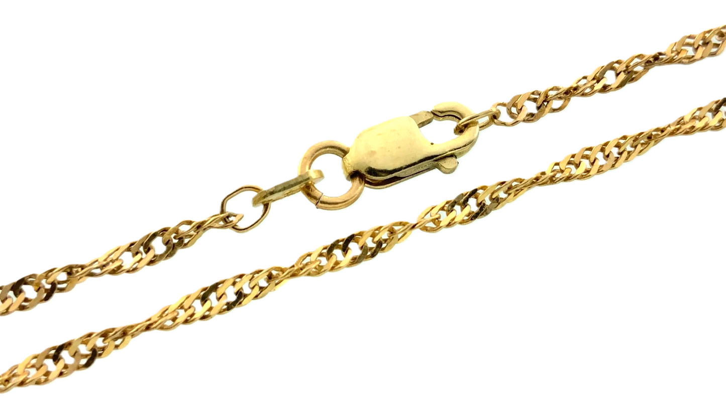 10K Yellow Gold Rope Link Chain Bracelet 7 in x 2 mm AU269